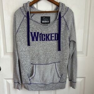 WICKED scoop neck Hoodie size Small official merch purple spell out For Good